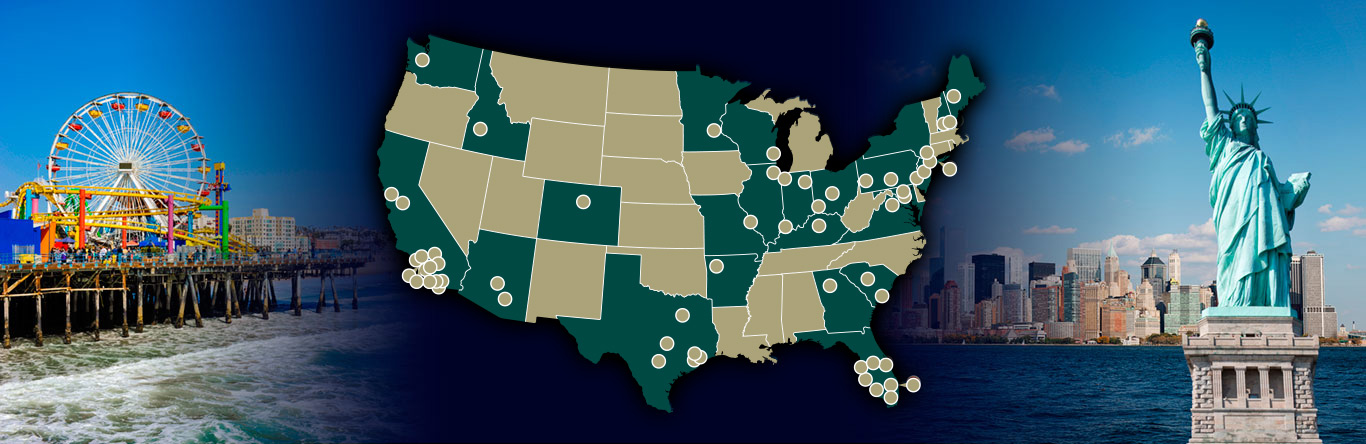 map Map showing location of TRG companies in U.S.