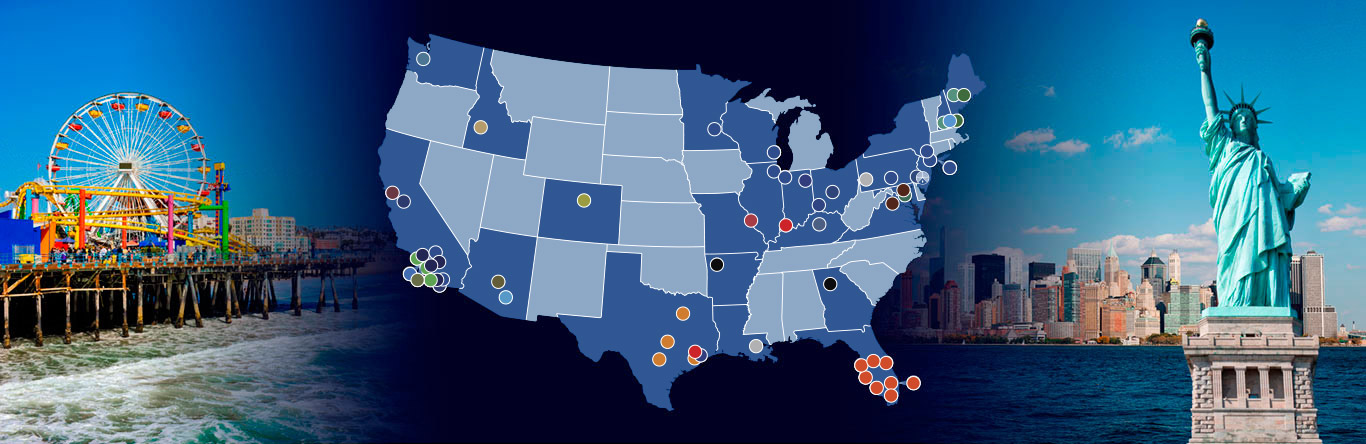 map Map showing location of TRG companies in U.S.